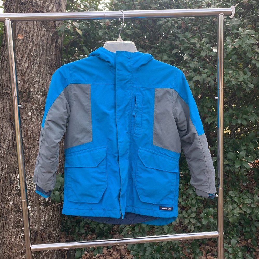 Lands' End Blue & Gray Boys Squall Collection Insulated Waterproof Winter Jacket